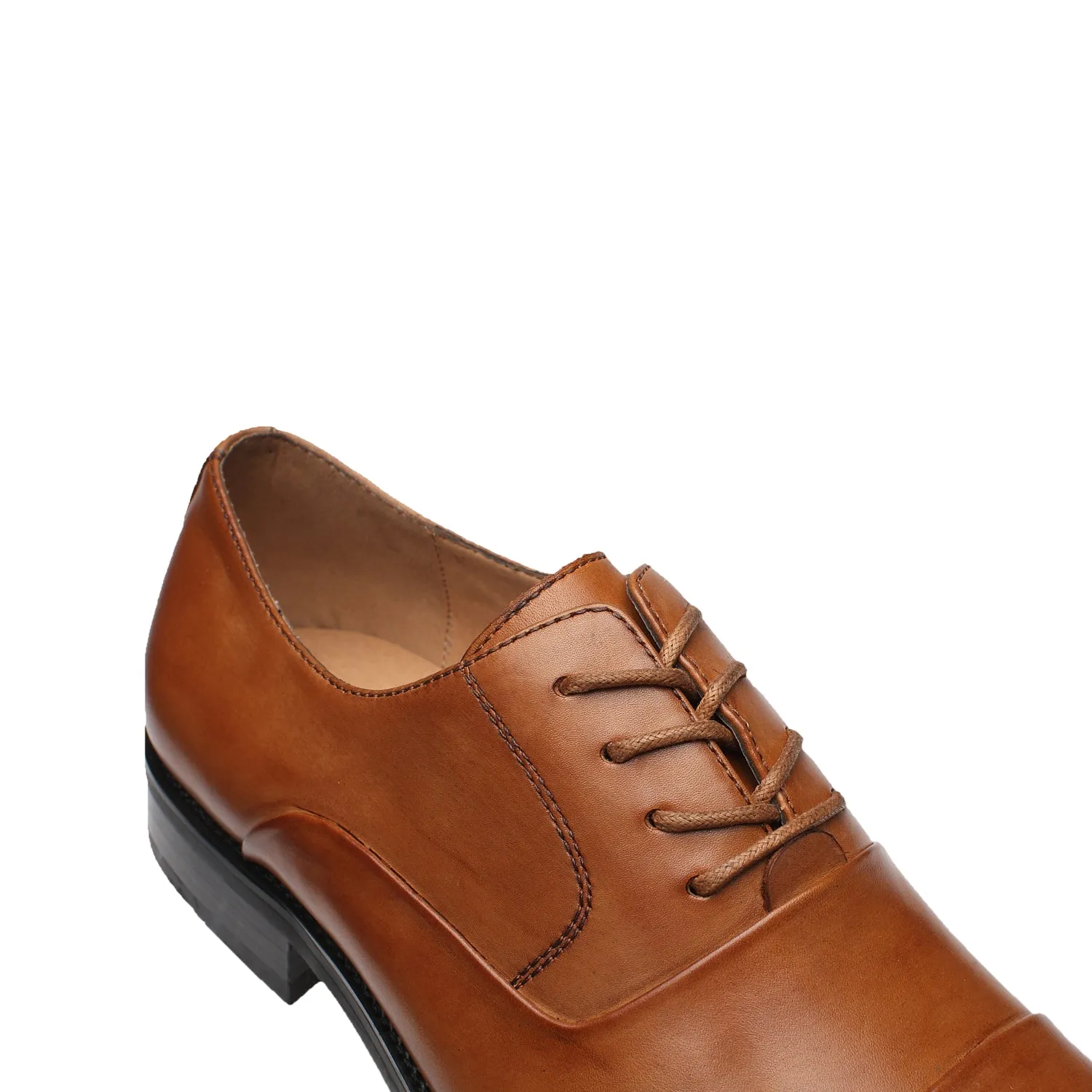 Men's Lace Up  Round Cap Toe Dress Shoes Varsity-1-cognac
