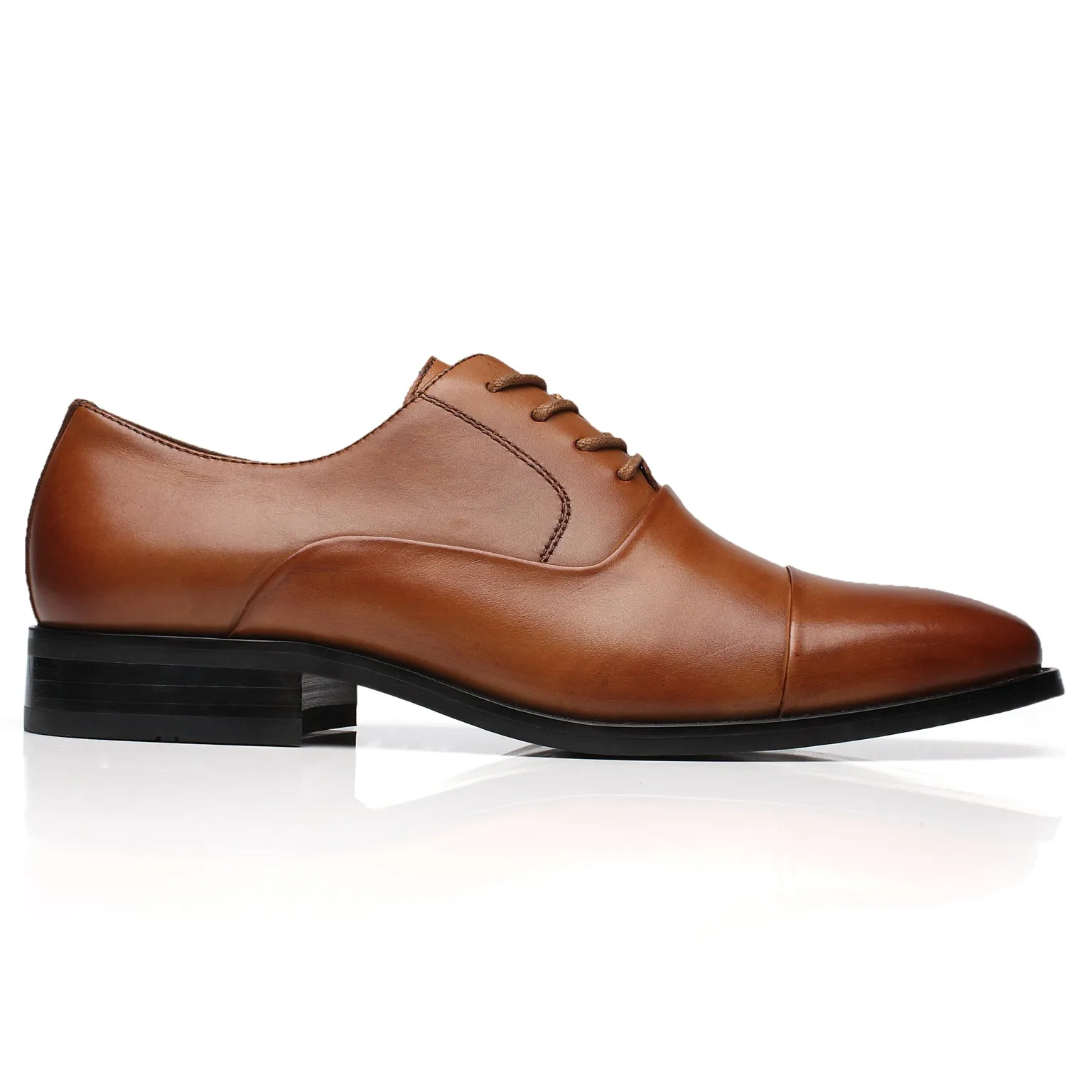 Men's Lace Up  Round Cap Toe Dress Shoes Varsity-1-cognac