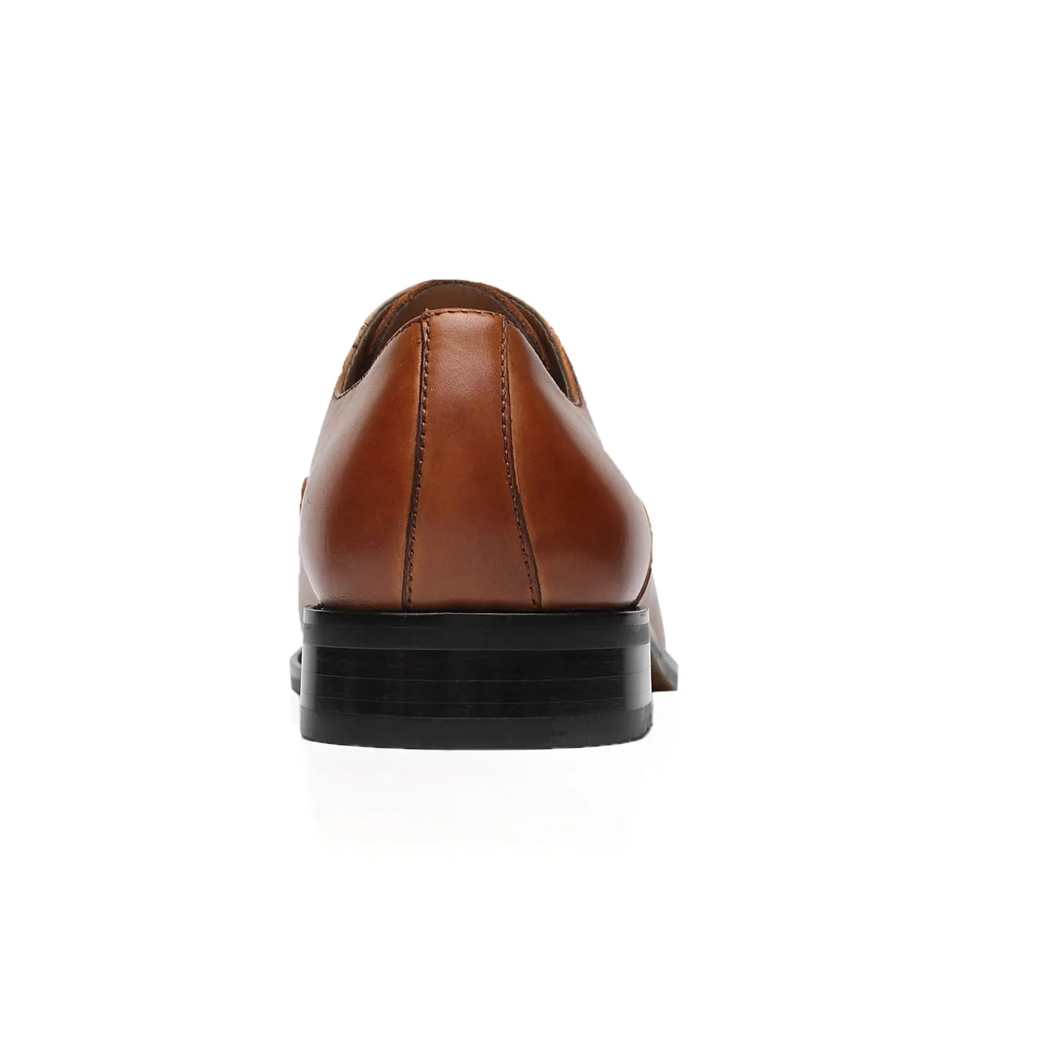 Men's Lace Up  Round Cap Toe Dress Shoes Varsity-1-cognac