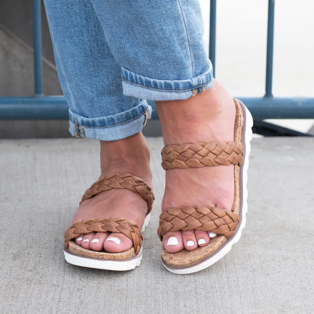 Moonlight Soft Faux Leather Woven Double Strap Sandals
