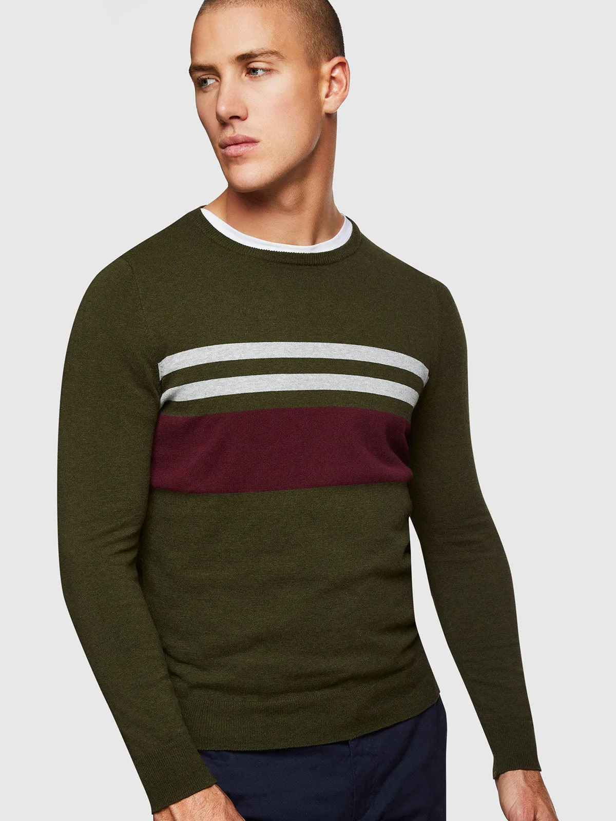 Otto Block Stripe Crew Neck Knit