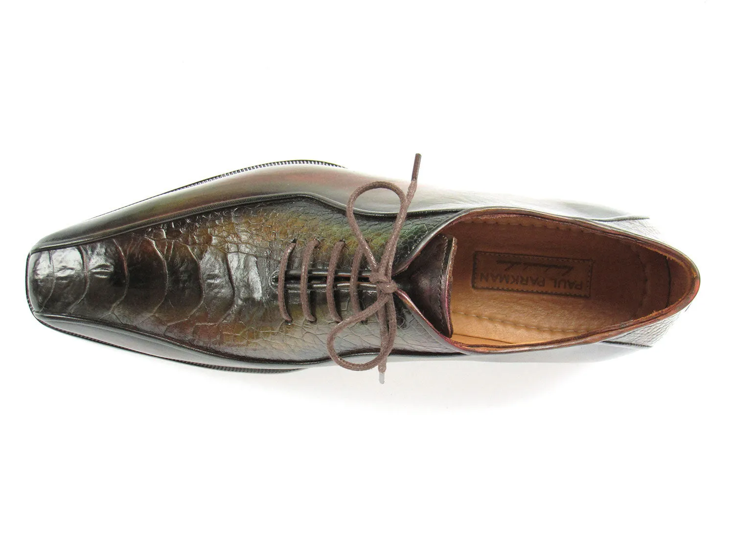 Paul Parkman Green Genuine Ostrich Leg Bicycle Toe Oxfords