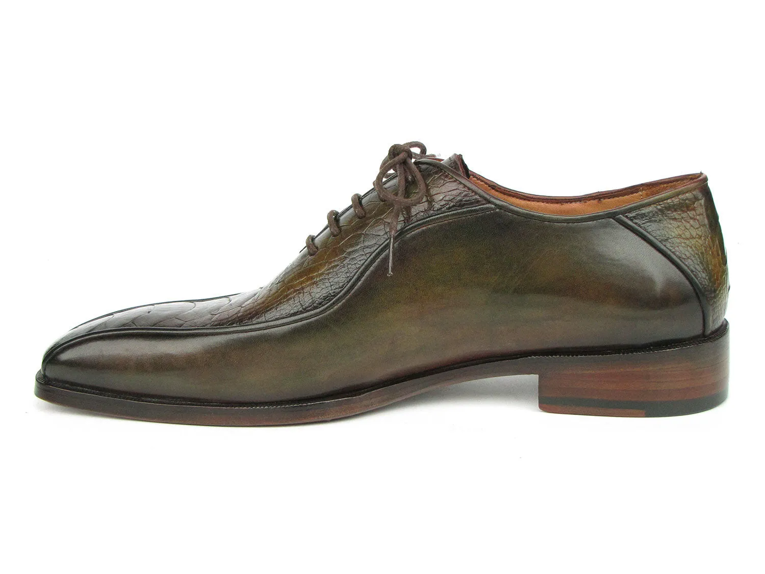Paul Parkman Green Genuine Ostrich Leg Bicycle Toe Oxfords