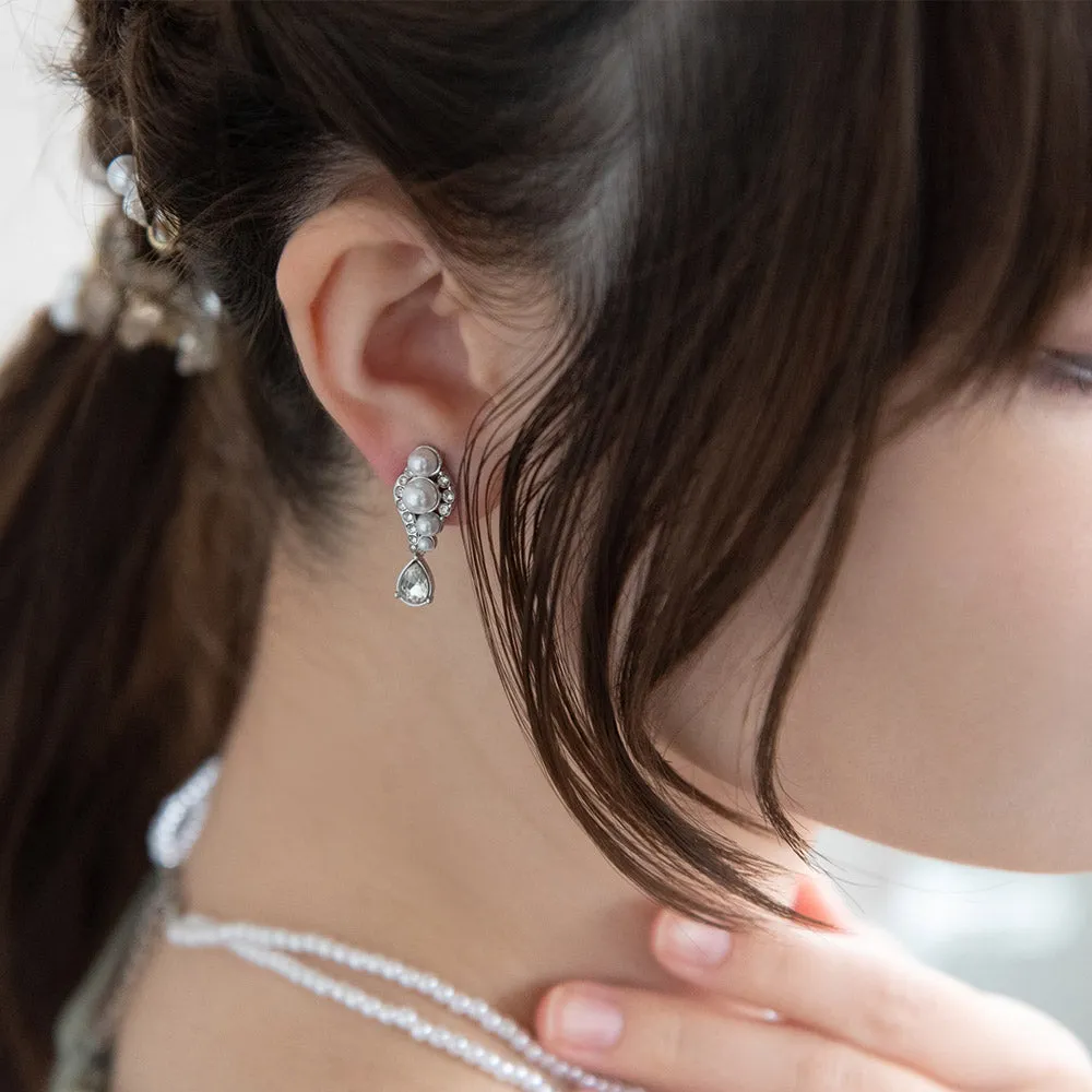 Pearl and Rhinestone Pear Drop Clip Ons