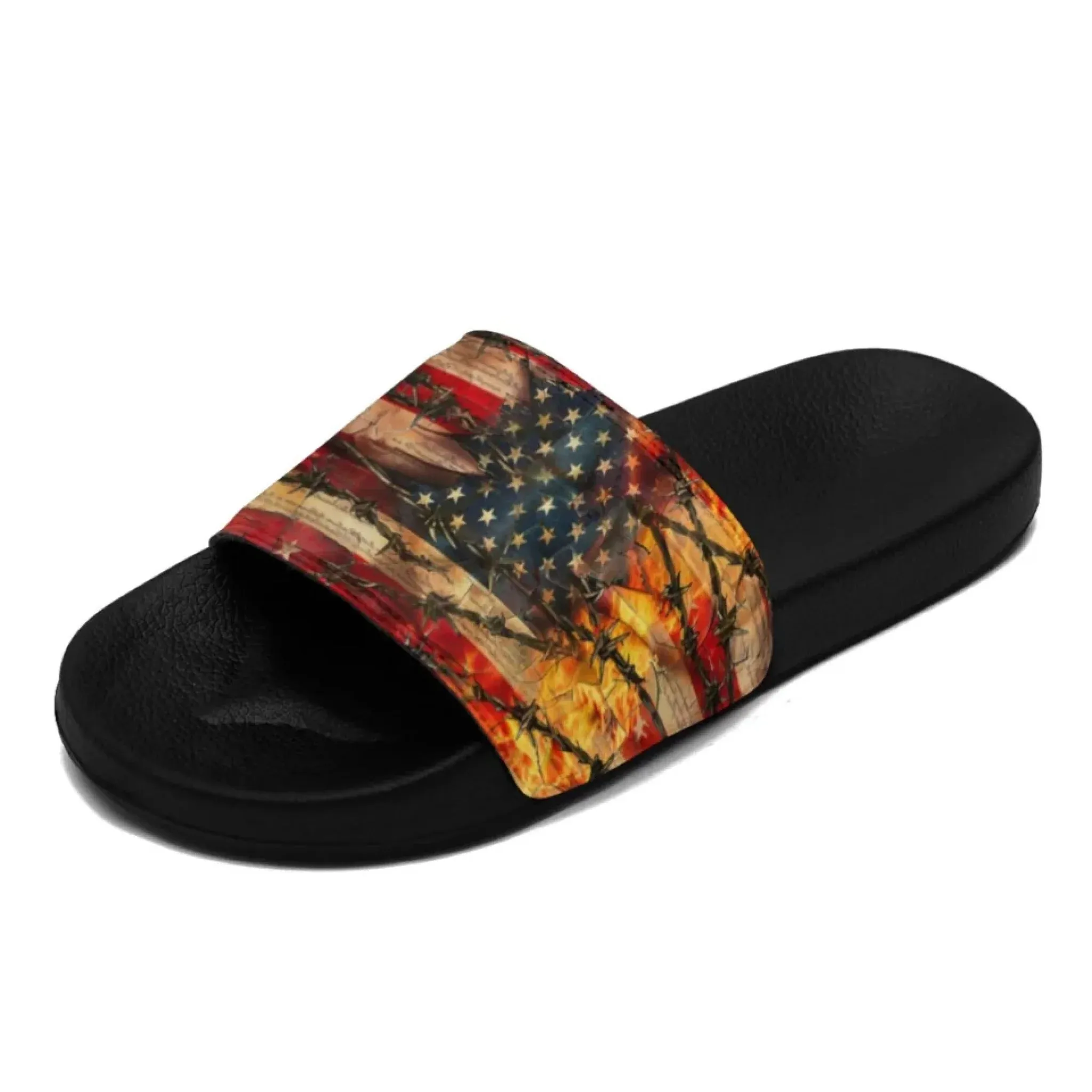Personalized Trump Slide Sandals, Custom Flag Indoor and Outdoor Slippers, Patriotic Unisex Slippers