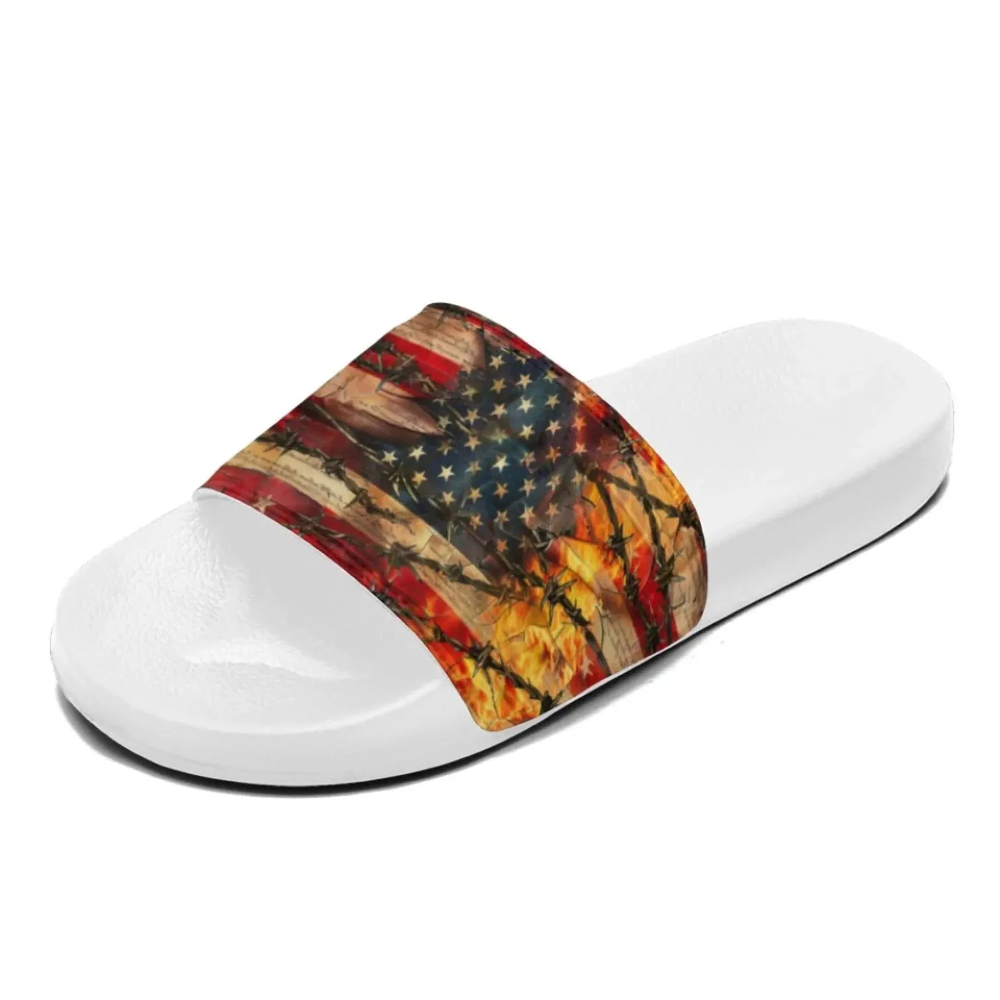 Personalized Trump Slide Sandals, Custom Flag Indoor and Outdoor Slippers, Patriotic Unisex Slippers