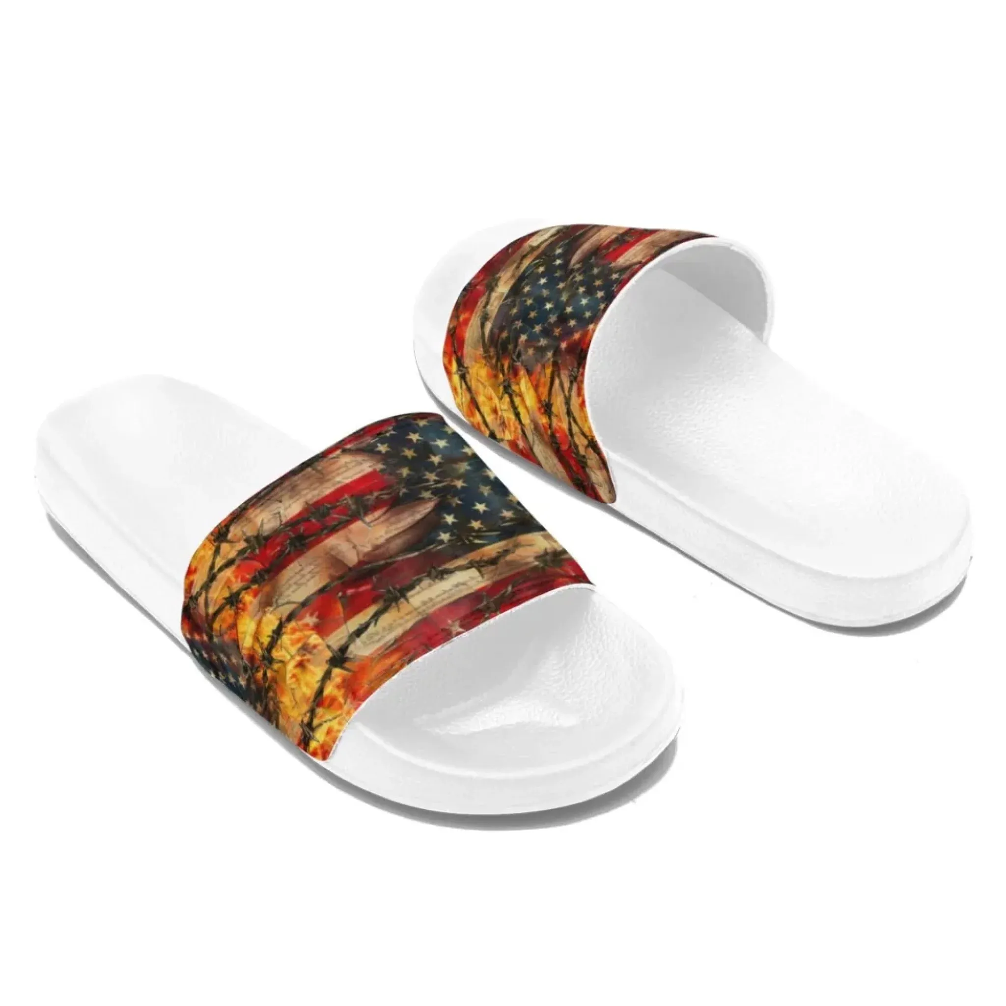 Personalized Trump Slide Sandals, Custom Flag Indoor and Outdoor Slippers, Patriotic Unisex Slippers