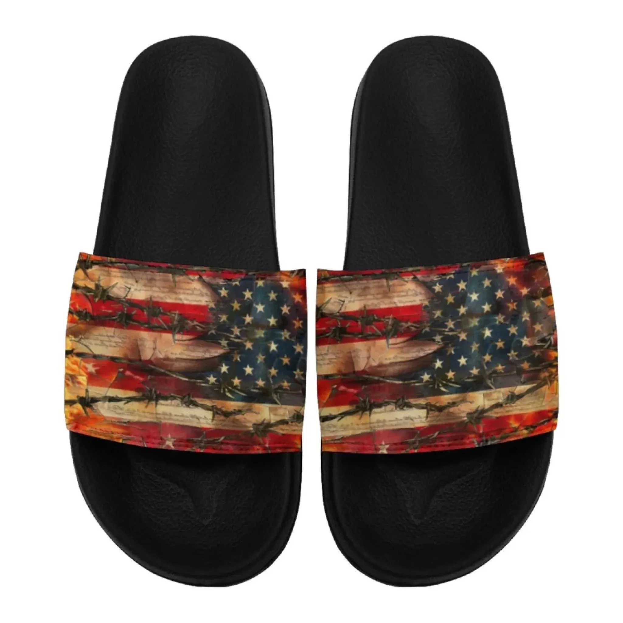 Personalized Trump Slide Sandals, Custom Flag Indoor and Outdoor Slippers, Patriotic Unisex Slippers