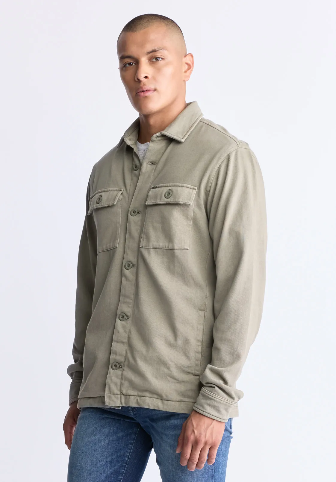 Salto Men's Utility Button-Up Shirt Jacket, Army Green - BM24497