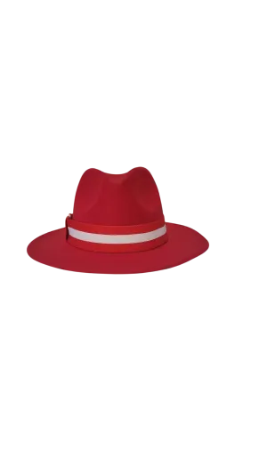 SOLID RED FEDORA STRIPE BAND