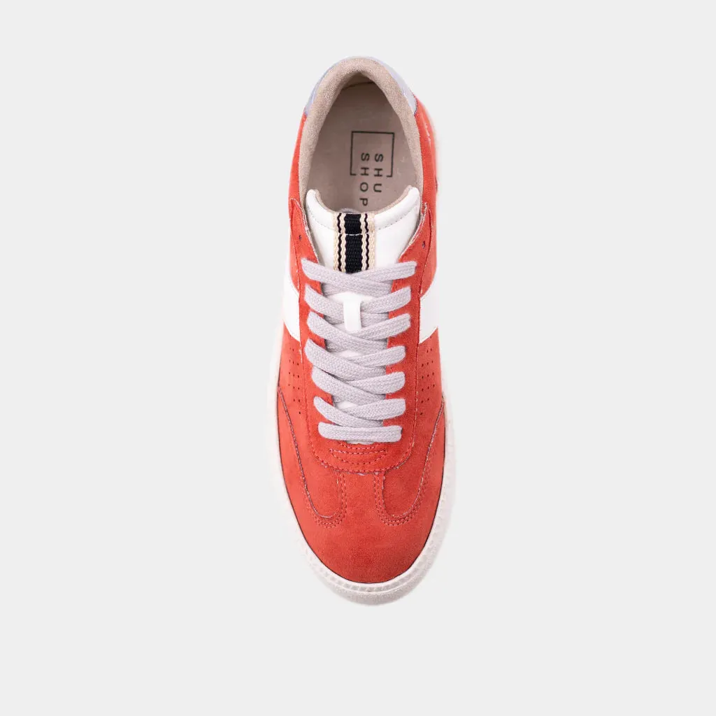 THE STACEY PLATFORM SNEAKERS - CORAL SUEDE