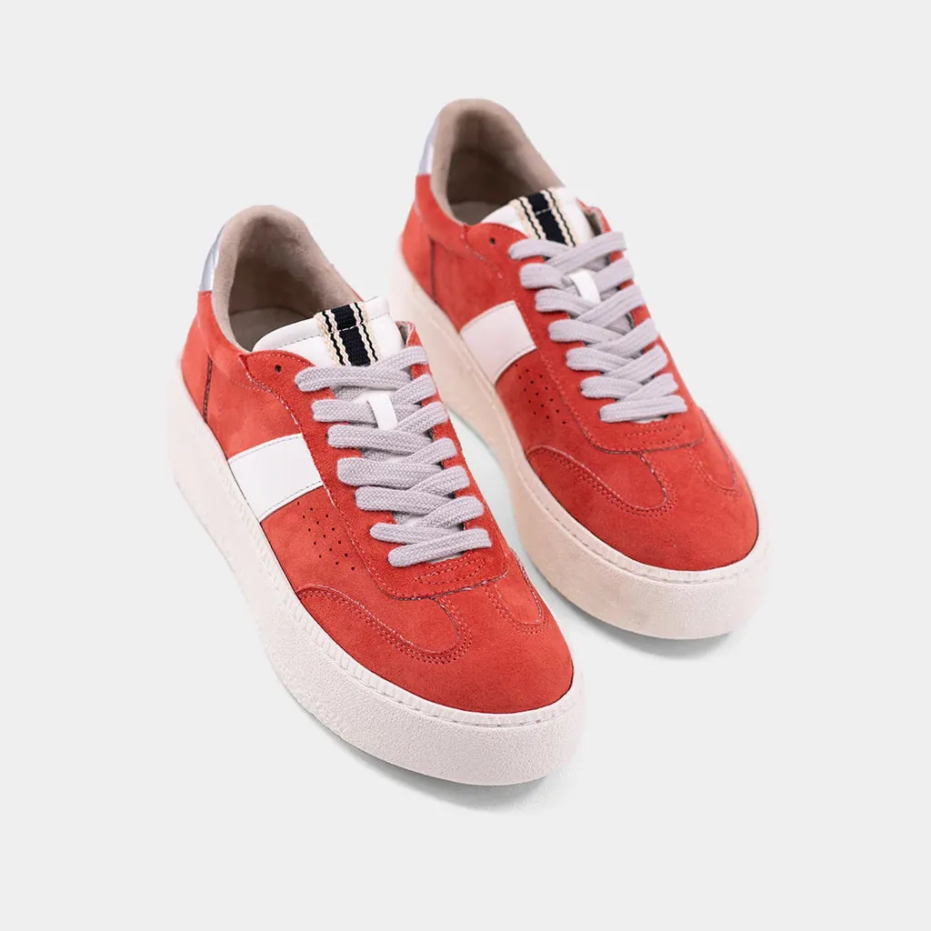 THE STACEY PLATFORM SNEAKERS - CORAL SUEDE