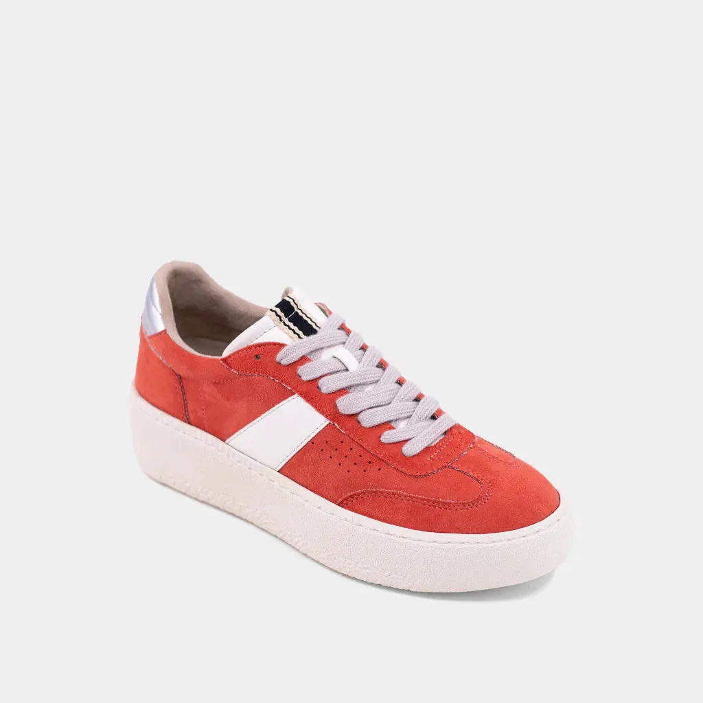 THE STACEY PLATFORM SNEAKERS - CORAL SUEDE