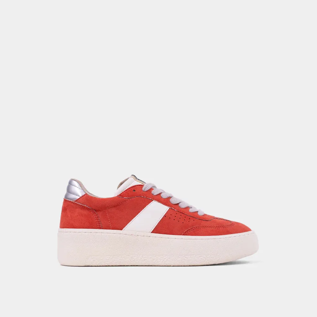 THE STACEY PLATFORM SNEAKERS - CORAL SUEDE