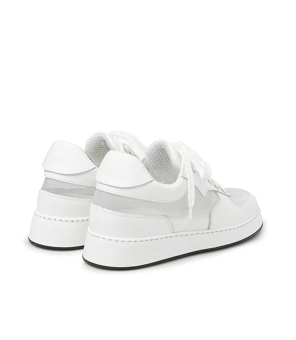White leather - mesh sneakers