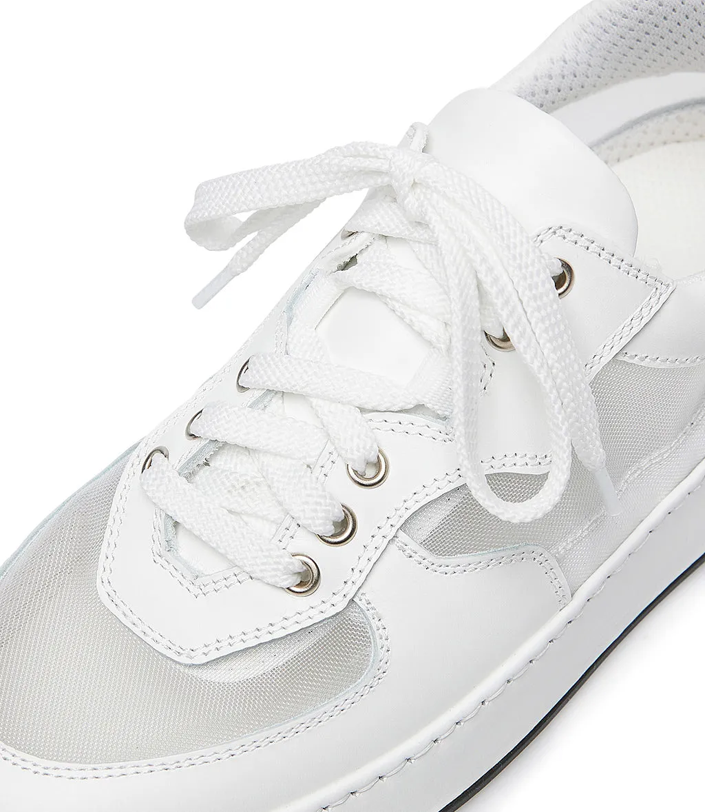 White leather - mesh sneakers