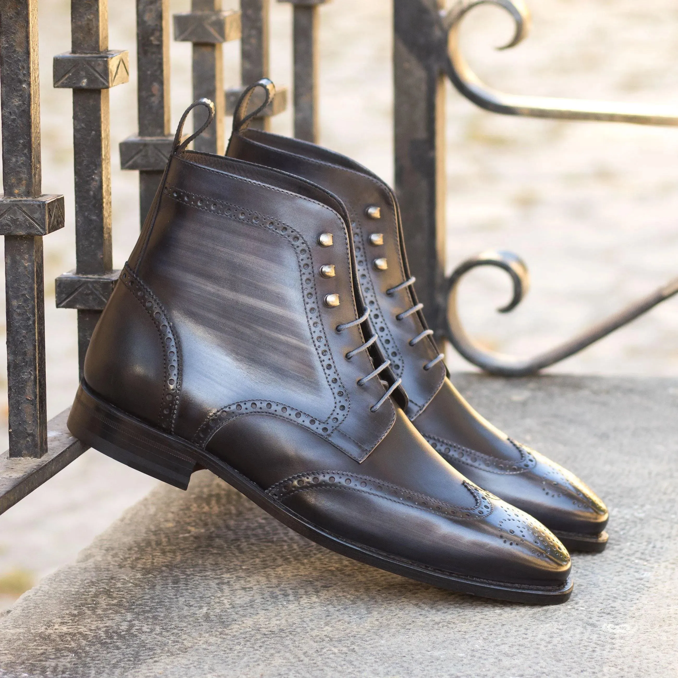 Zdan Military Brogue Patina Boots
